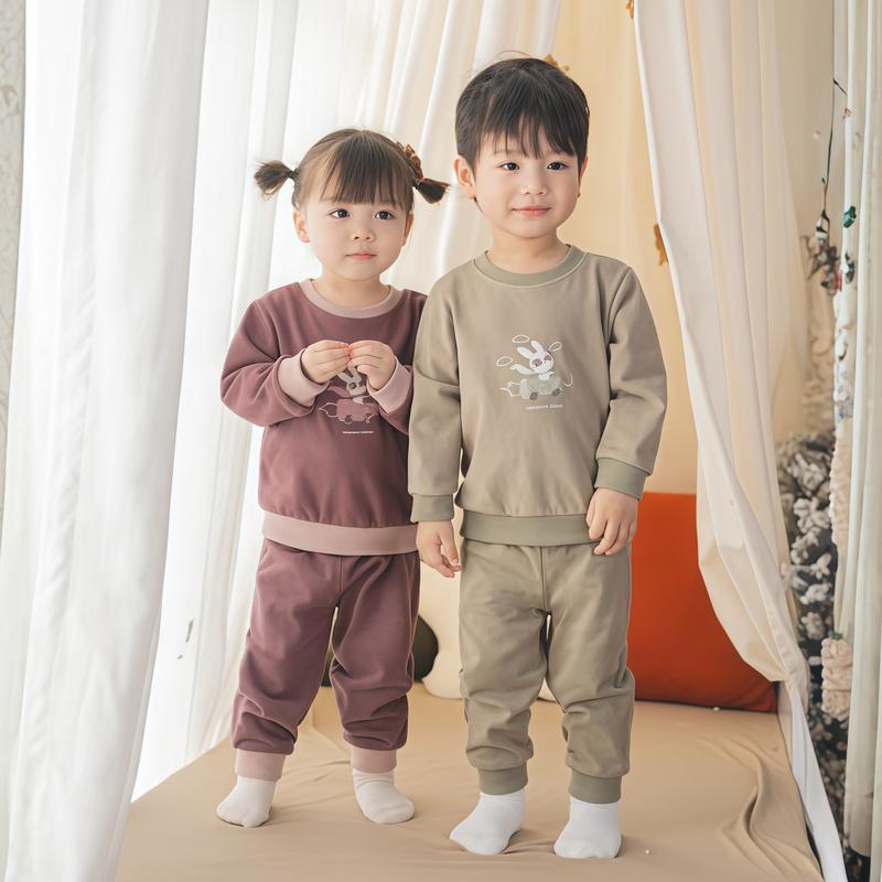 Bộ Quần Áo Dài Tay Cookie Nỉ Khô Nhung In Hình Bé Thỏ Bé Gấu Đáng Yêu Cho Bé Từ 6 Tháng Đến 5 Tuổi Chất Nỉ Nhung Khô