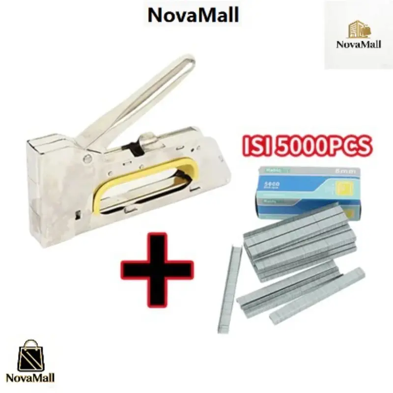 Stapler Tembak Gun Tacker Dan Isi Atau Refil 13/4-6-8mm Set Model Stepler Gun Mebel, Kayu, Sofa, Kulit, Dll Perekat Powerfull