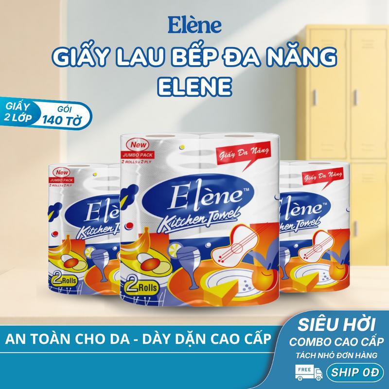COMBO 2/4/6 CUỘN Giấy Lau Bếp Thấm Dầu Đa Năng Elène Tiện Lợi, Đa Năng, Tiết…