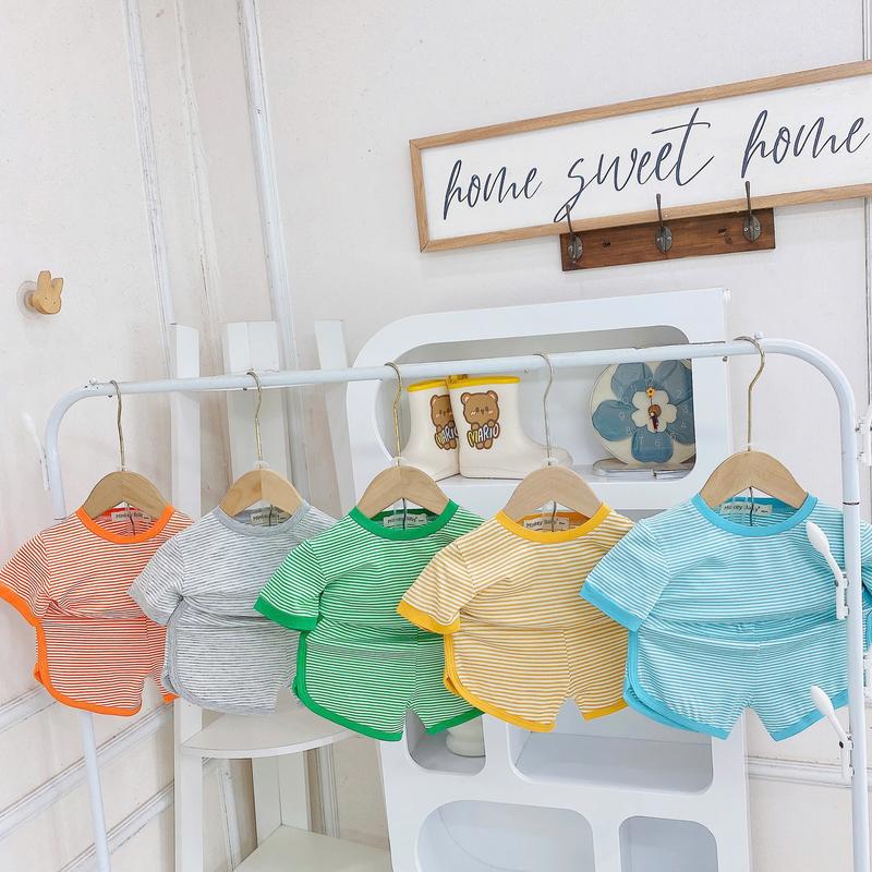 [Shin Kids ](6-24kg)Áo Ngắn Quần Ngắn Phối Sọc -Trơn Basic - Đồ Bộ cho Bé - Đồ ngủ cho bé.