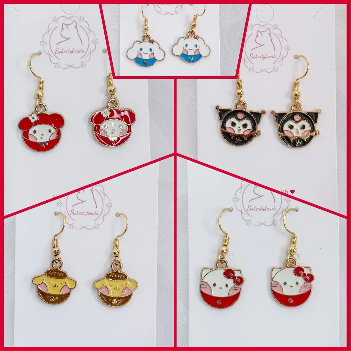 Sanrio friends 925S ear hooks