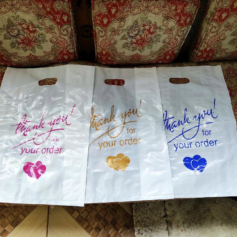 kantong plastik PE susu glossy UK 35×50 (isi 50 pcs) motif thank you 1