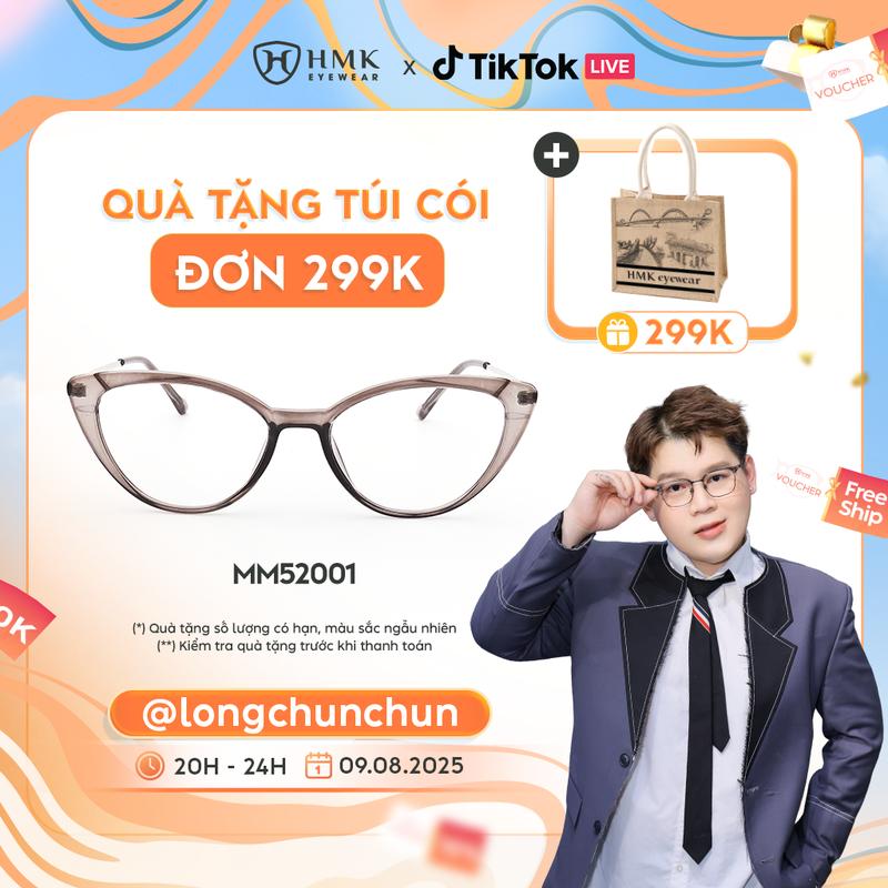 Gọng Kính Cận Mắt Mèo HMK Eyewear Nhựa Kim Loại Cá Tính Thời Thượng, Phù Hợp Nhiều Dáng Mặt - MM52001 Kính Mắt Nữ