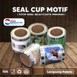 Plastik Seal Cup Motif / Lid Seal Plastik / Tutup Segel Gelas Minuman isi 1200pcs Tebal Kuat