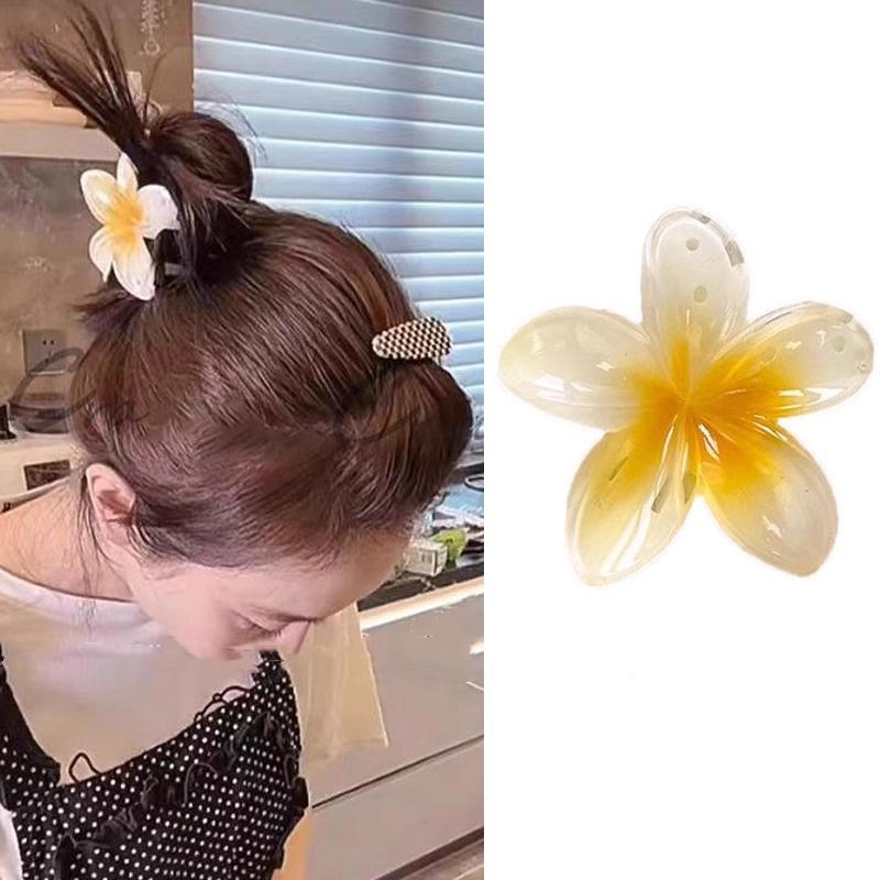 Egg Flower Clamping Clip for Women, 2024 New Retro Colorful Flower Clip, Large Back of Head Shark Clip 5