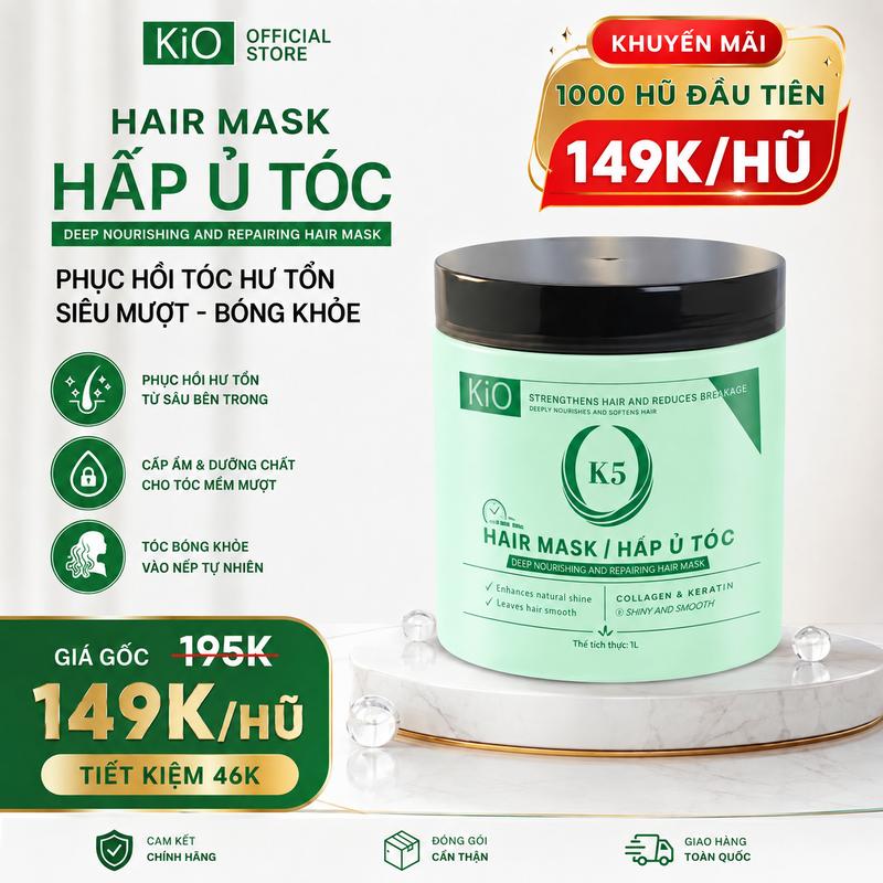 Kem Hấp Ủ Tóc KiO K5 Dưỡng Tóc Chuẩn Salon Siêu Mềm Mượt Phục Hồi Tóc Hư Tổn…