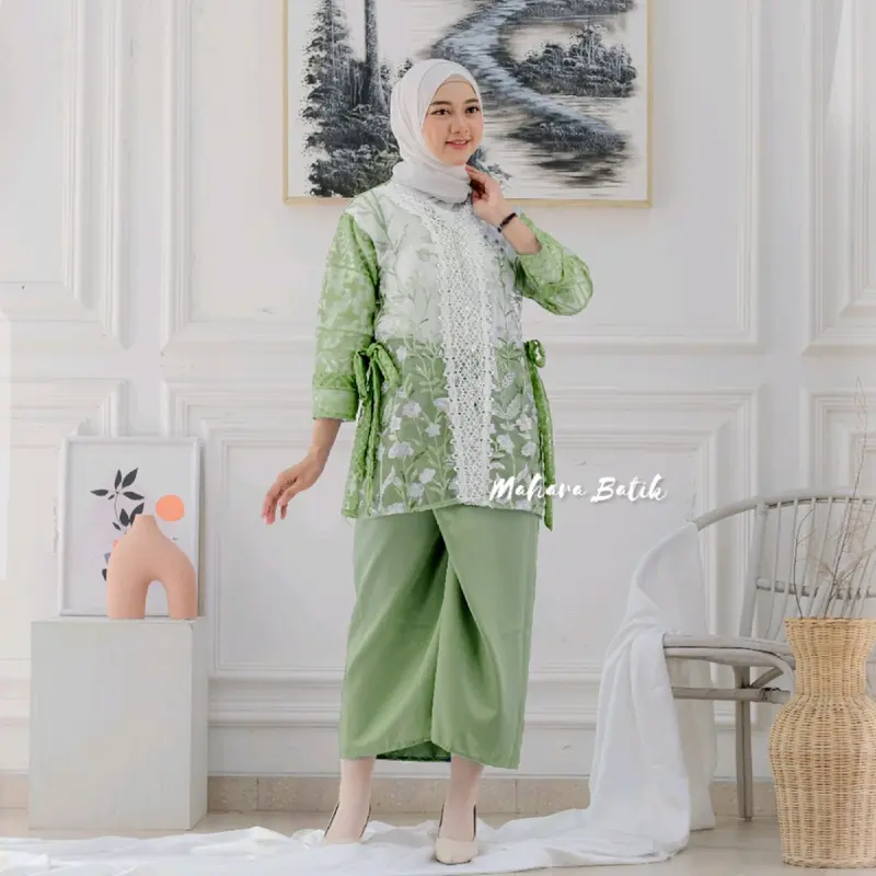 Debatik - Oneset lilia garden setelan outer kebaya brukat premium set inner bawahan polosan maxmara Dress Atasan Wanita Baju Kondangan Pesta Tunik Panjang Katun Dewasa Remaja Wisuda Mewah Motif Muslim Formal Nyaman 8