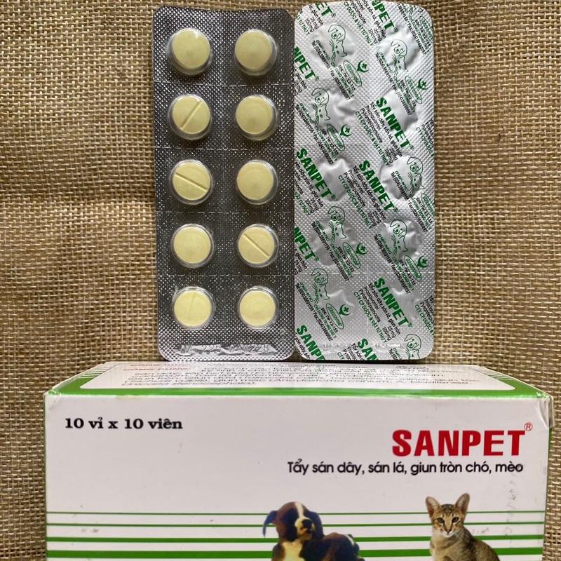 Tẩy giun,sán Sanpet loại tốt dành cho chó mèo 1viên 5kg