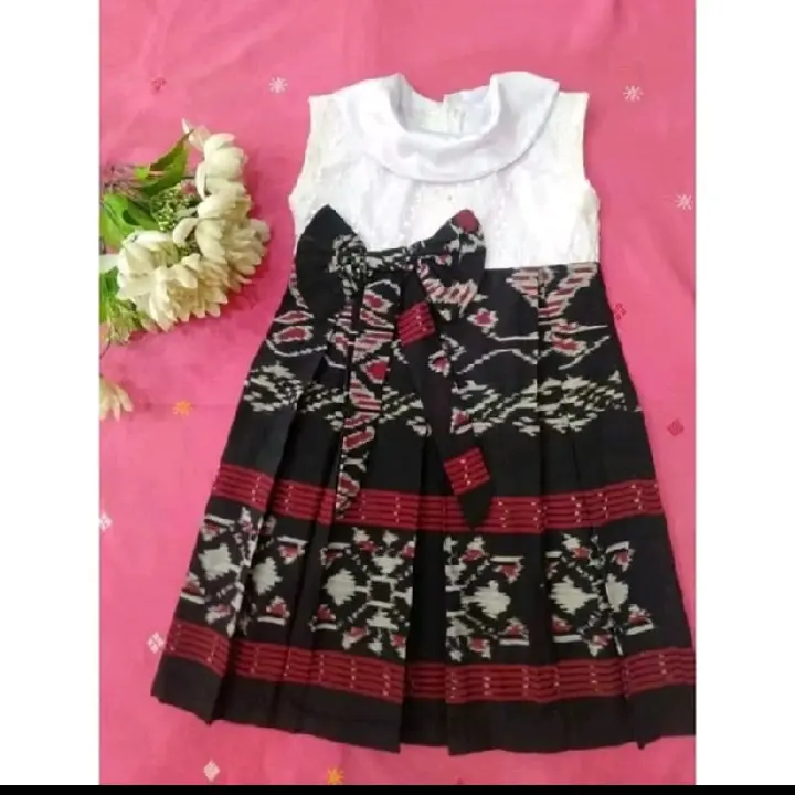 DRES TENUN ANAK-ANAK KOMBINASI BROKAT, BAJU RESMI BAJU KONDANGAN CANTIK DAN IMUT 1