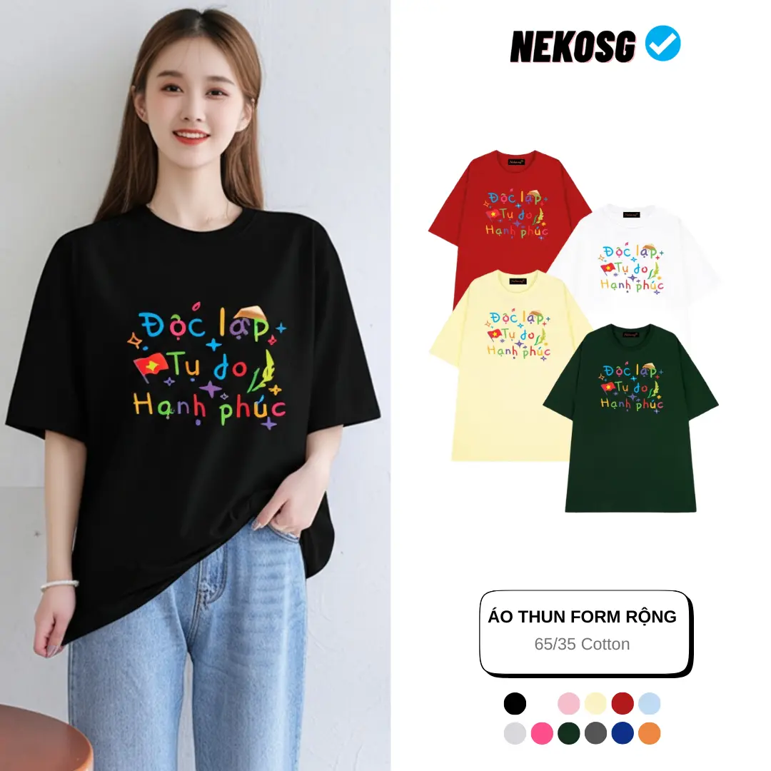Áo thun nam nữ form rộng Việt Nam tôi yêu - Độc lập Tự do Hạnh Phúc NEKOSG ATL558 - Cotton 35%, 60% Polyester, 5% Spandex - Top, Women, Menswear aouni  sexnam  nu