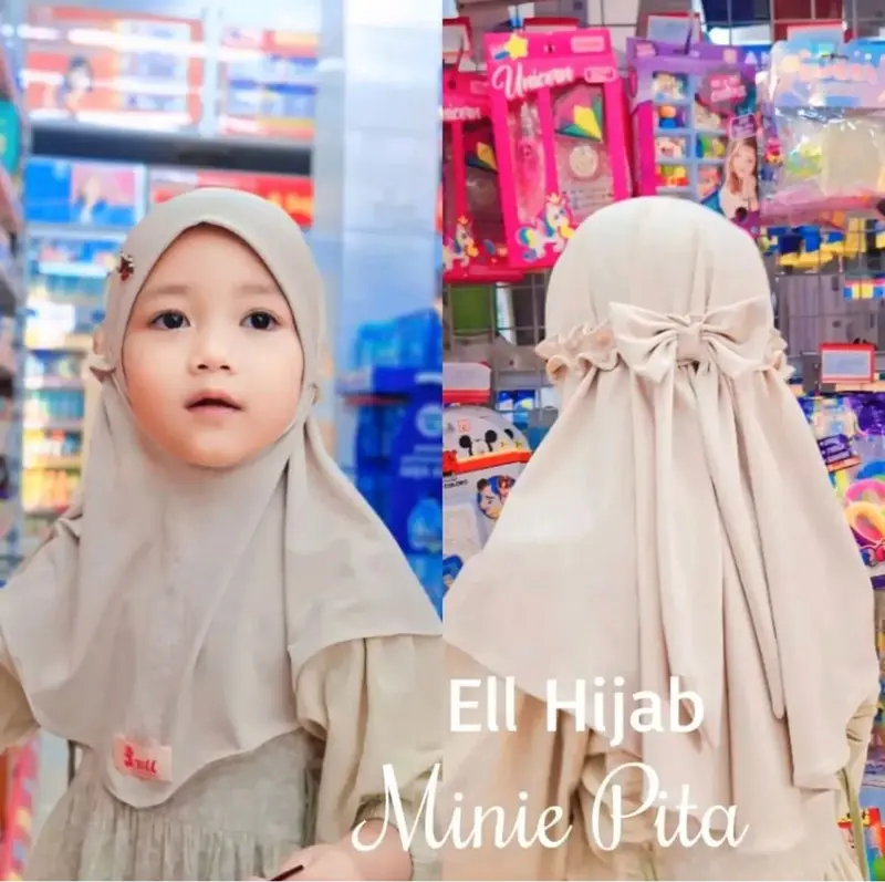 (186 ~ 190) Hijab Bergo Anak MINNIE PITA Ori Ell Hijab | Jilbab Pita Belakang 1-6 thn Jersey 2