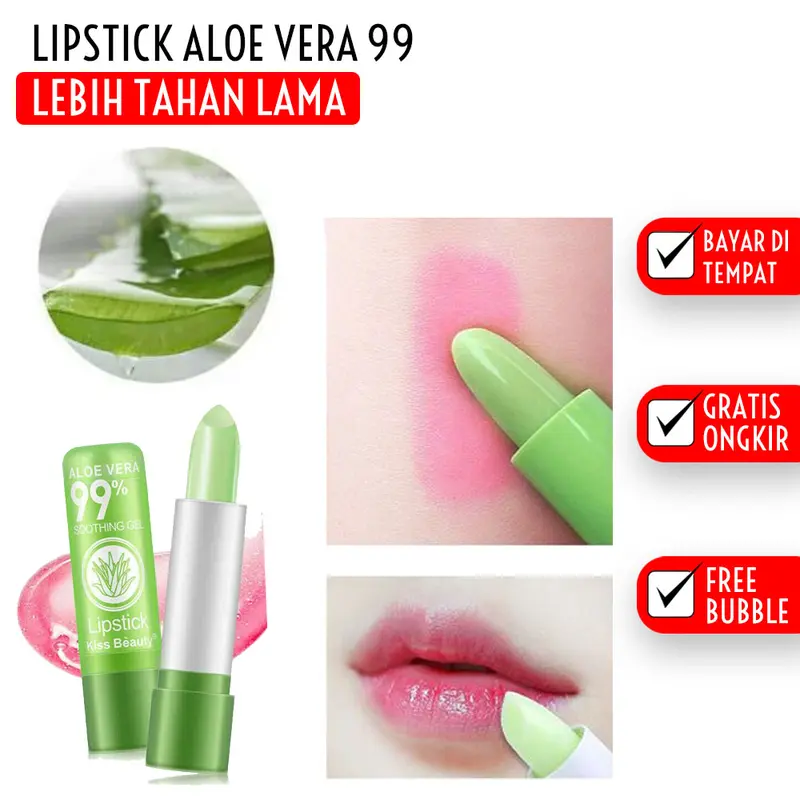 (12PCS) LIPSTICK / LIPSTIK / LIP BALM ALOEVERA 99% MAGIC COLOUR CHANGING 1
