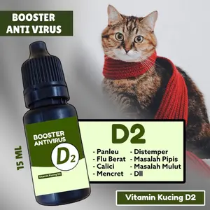 ￼D2 booster CAIR 15ml anti virus super efektif obat untuk kucing flu vitamin suplemen