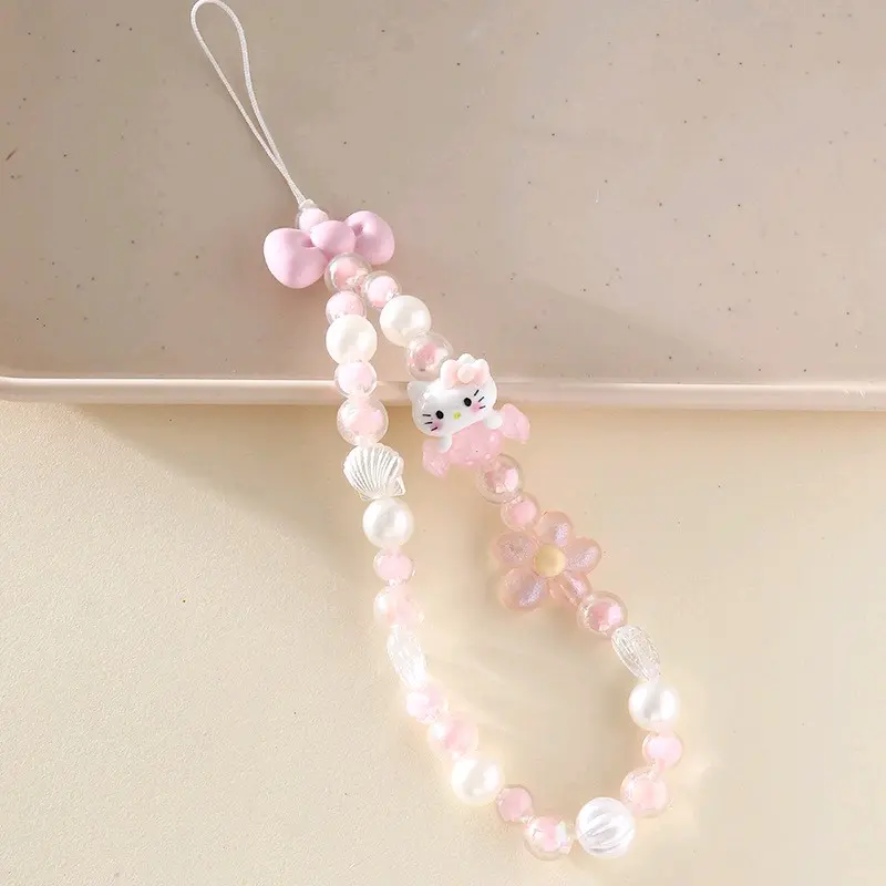 Gantungan HP Kartun Manik-Manik Lucu | Phone strap karakter mutiara pita 3