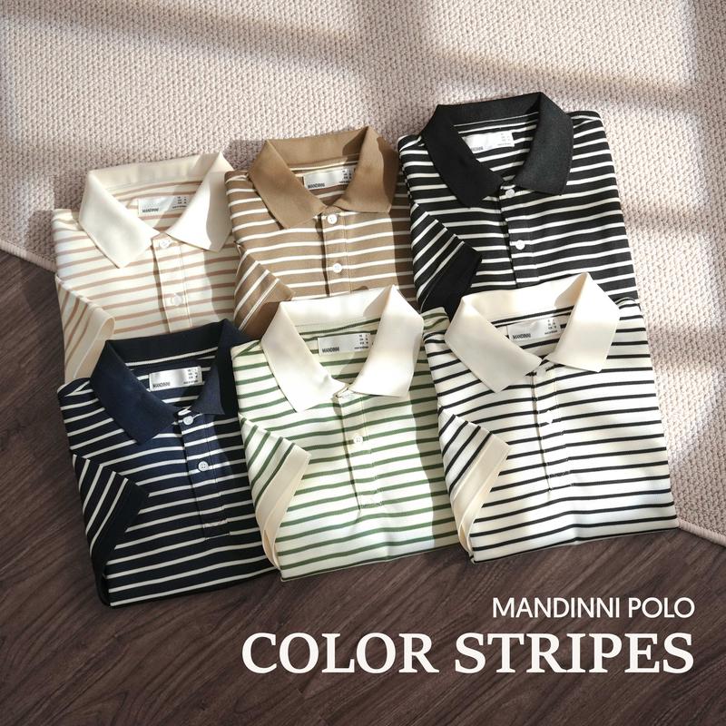 Áo Thun Nam Polo Phối Sọc Nhỏ MAN Color Stripes BY MANDINNI Menswear Có Cổ