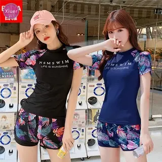Short sleeved swimsuit, sexy high waisted bikini, sportswear, high-quality fabric, beach wear Y44