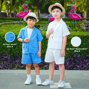 Orizano Setelan Blazer Anak ABEL Lengan Pendek & Celana Premium Katun Linen Lembut Nyaman Fashion Terbaru 2025