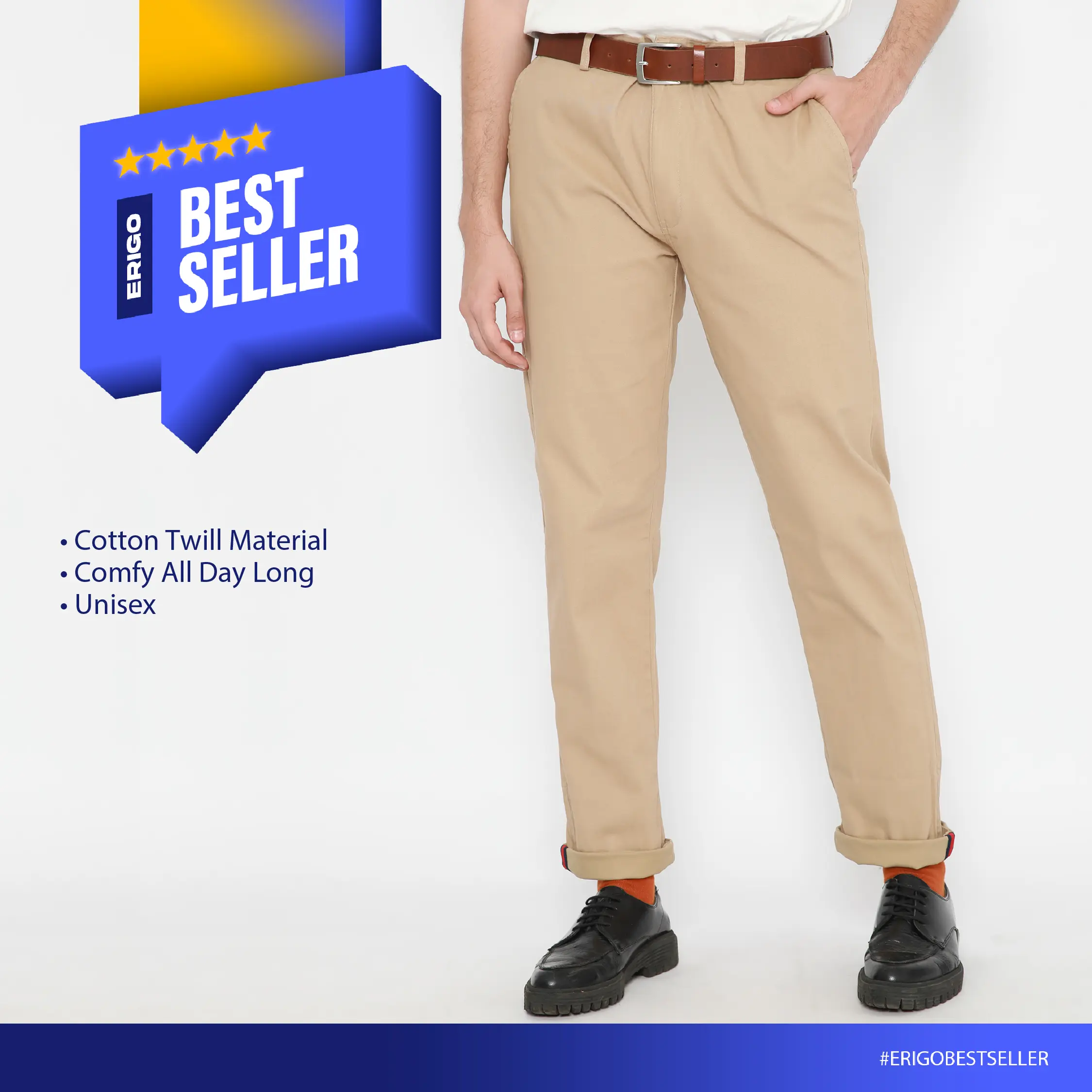 Erigo Chino Pants Caprio Brown - Celana Panjang Chino Unisex