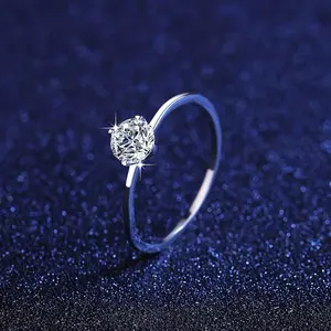 Cincin Wanita Berlian Simple Fashion Korea Berlapis Emas Putih Cantik Anti Karat Stainless Steel 316L