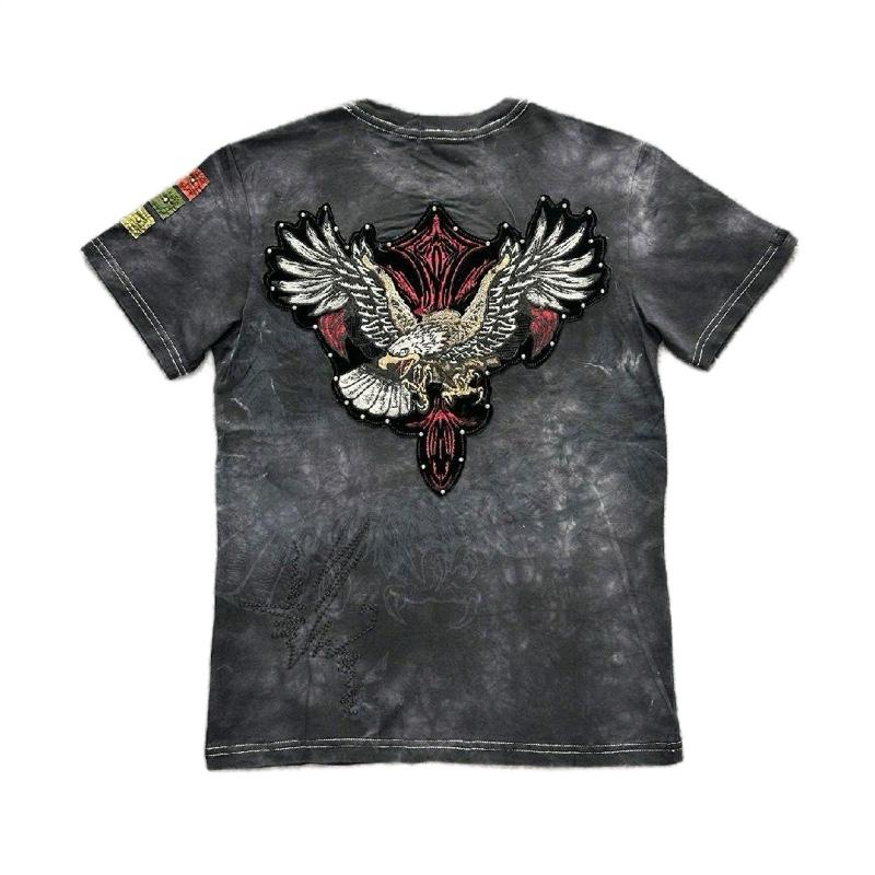   TH46 Áo thun nam đại bàng thêu chất liệu cotton cao cấp - Cổ Tròn màu xám loang áo  thun Menswear Menswear 