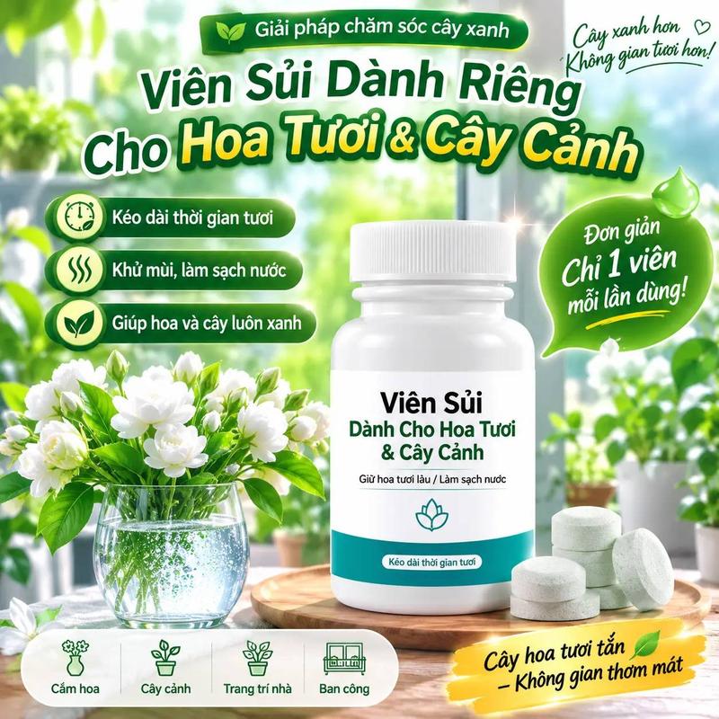 【SUNO】Viên Sủi Dưỡng Hoa Cắt Cành Giúp Hoa Tươi Lâu Bổ Sung Dinh Dưỡng Hạn Chế…