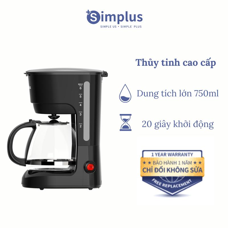 SimplusVN Máy pha cà phê Simplus KFJH011, dung tích lớn 750ml chống nhỏ giọt…