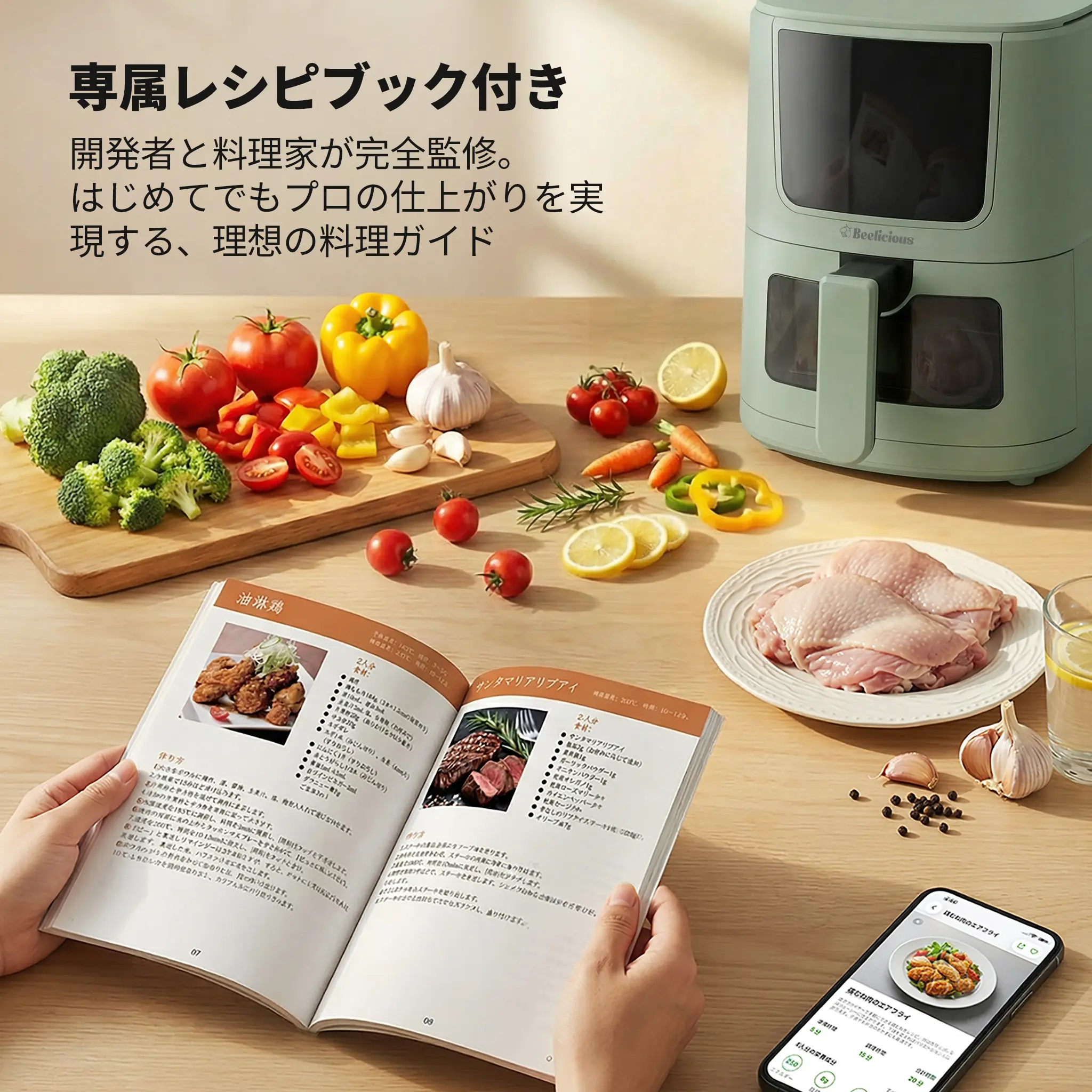 母の日特価・国内即納] Beelicious ノンフライヤー 4.5L 大容量、静音