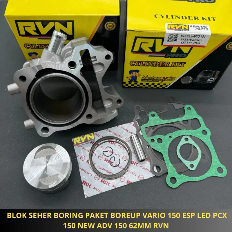 BLOK SEHER BORING PAKET BOREUP BORE UP VARIO 150 125 ESP LED PCX 150 NEW ADV 150 VARIO 125 LED TECHNO 60MM 60 MM 62MM 62 MM RVN 6