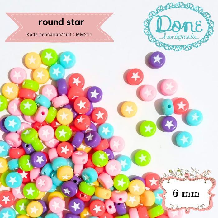 DISKON Done handymade manik manik round star pastel beads diy meronce ...