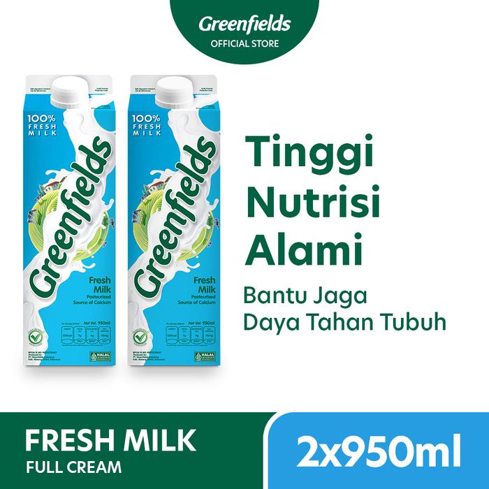 Gambar [INSTANT ONLY] [Twinpack] Susu Segar Greenfields - Fresh Milk Full Cream 950ml x 2pcs dari Greenfields Indonesia Kota Administrasi Jakarta Selatan Tokopedia