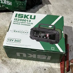ISKU Charger Aki Mobil Motor 12V 24V 10A Otomatis Alat Cas Casan Baterai Kering Basah AGM LiFePO4 Pinter Layar Digital LCD Servis