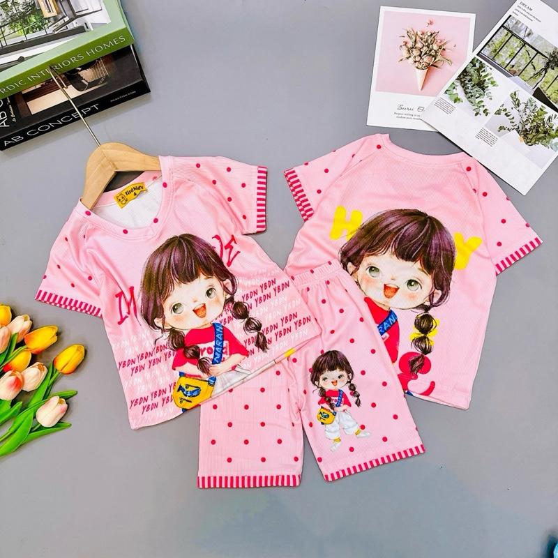 ( 10kg tới 65kg ) Bộ tay cộc mẹ và bé dáng đồ lửng , chất thun gân tăm lạnh in hoạ tiết 3D hoạt hình dễ thương mát mẻ xinh xắn , thấm hút mồ hôi cho bé yêu pijama  cho kuromi gái áo  ngủ capybara đồ  ngủ đồ  ngủ quần  áo