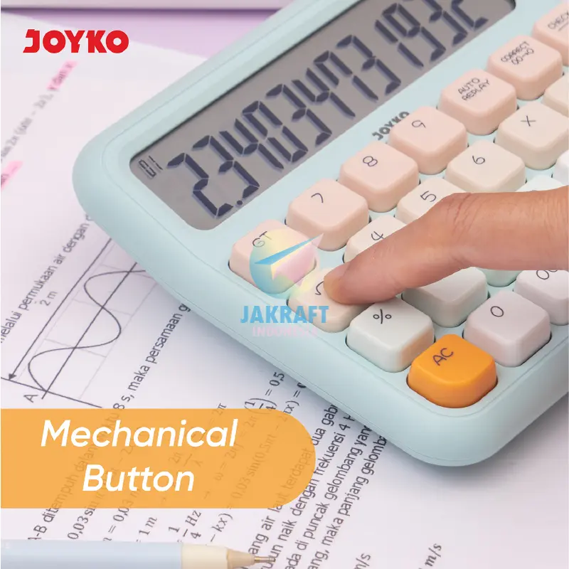 (1 Pcs) Kalkulator Pastel JOYKO CC-63ACO Calculator 12 Digits Big Dispay Check Correct 112 Steps AAA Battery Mechanical Marshmallow Button 2