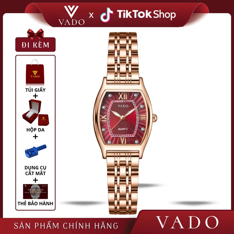 [LIVE - 7647V] Đồng hồ nữ sang trọng, dây kim loại, mặt đồng hồ đính đá sang chảnh - VADO DHJ7647