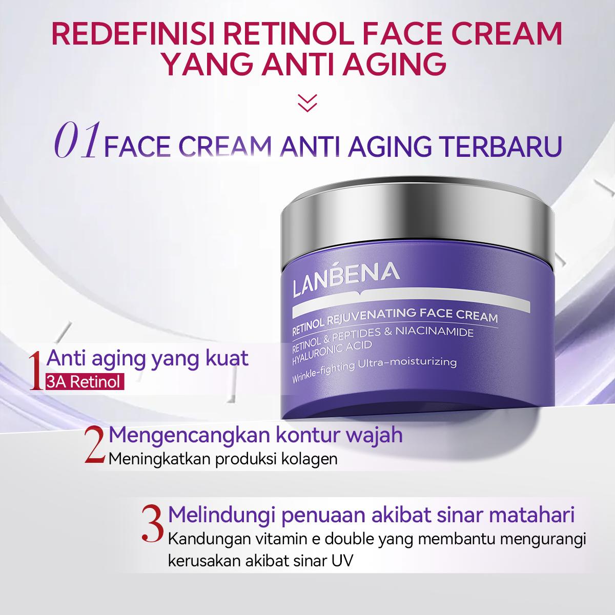 [OFFICIAL STORE] LANBENA 3X Retinol Face Cream | Anti - Aging & Repair Skin Barrier,Double - Layer Encapsulation,Ceramides + Peptides | Brighten, Moisturize & Reduce Wrinkles(30g)