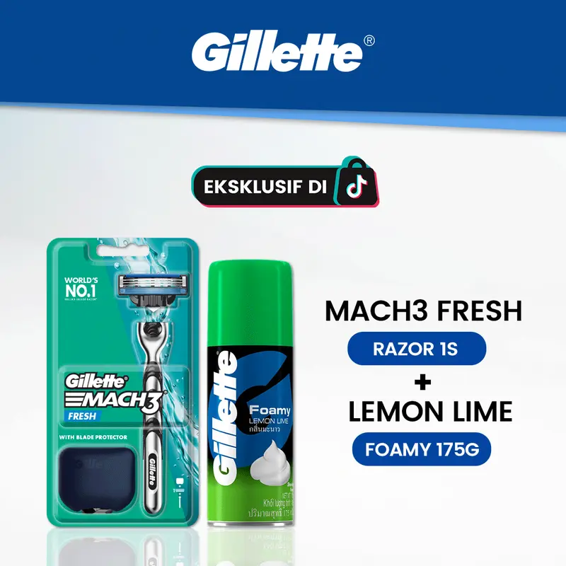 Gillette Pisau Cukur Mach 3 Fresh dan Gillette Shaving Foam Lemon Lime 175gr 0