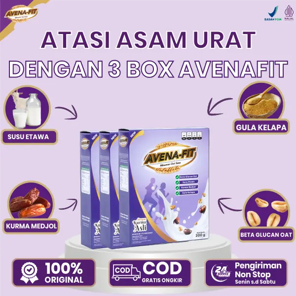 Avenafit - 3 Box Sereal Oatmeal Untuk Asam Urat | BPOM & Halal MUI [ BISA COD ] oats Granola