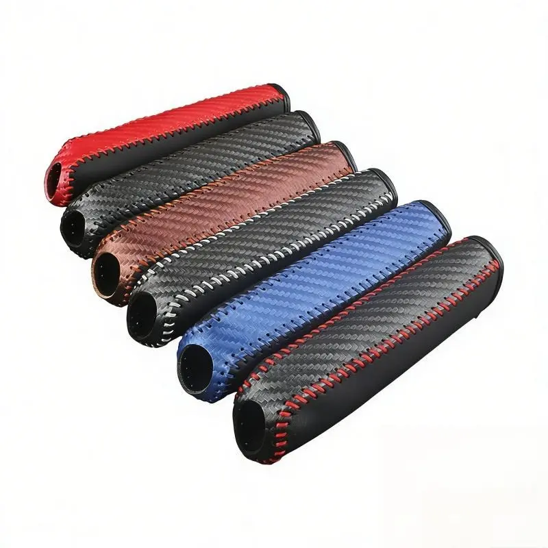 Sarung Handrem Mobil Kulit Premium Luxury Universal Pelindung Grip Rem Tangan Anti Slip Sarung Handle Shift Knob Cover Mobil Serbaguna