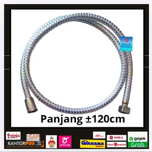 selang flexible untuk shower cebok atau shower bidet dengan panjang 120cm warna chrome untuk kebutuhan kamar mandi anda.