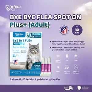 Dr.Bulu - Bye Bye Fleas Plus Adult Cat - Pembasmi Kutu Kucing Dewasa - Obat Kutu Kucing Dewasa