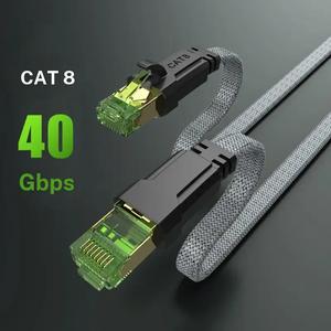 Cable Ethernet Cat 8, de Alta Velocidad Trenzado 40Gbps 2000Mhz, Cable LAN de Alta Resistencia Compatible para Juegos PC PS5 Xbox Modem Router