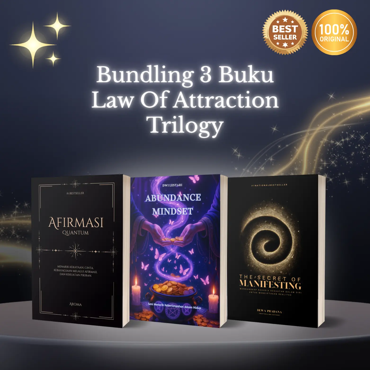 Paket Murah 3 Buku Self Improvement - Trilogy Law Of Attraction - Afirmasi Quantum + Abundance Mindset + The Secret Of Manifesting - Penerbit Kita