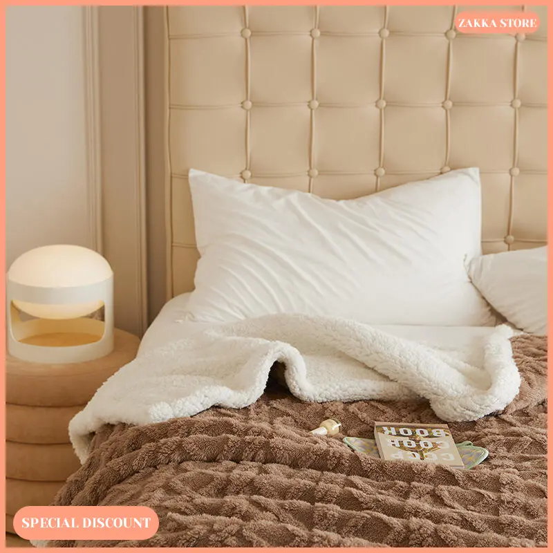 Zakka Store COD Selimut Hangat Musim Dingin / Selimut Sofa / Tempat Tidur Bulu Poliester Polos 2