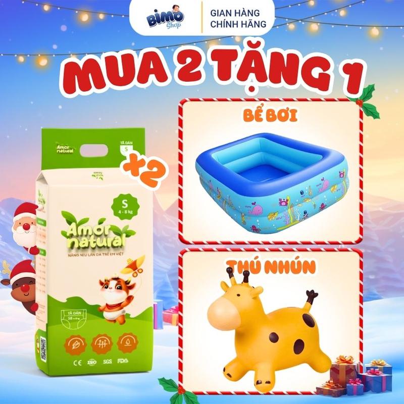   2A   TẶNG BỂ BƠI  THÚ NHÚN  Combo 2 Bịch Tã  Bỉm AMOR NATURAL VIỆT NAM Thoáng Khí Mỏng Nhẹ Cho Bé 