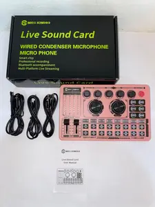 SOUND CARD F999 Pink SoundCard Bluetooth compatible External Wireless Pengurangan Kebisingan untuk Streaming Langsung
