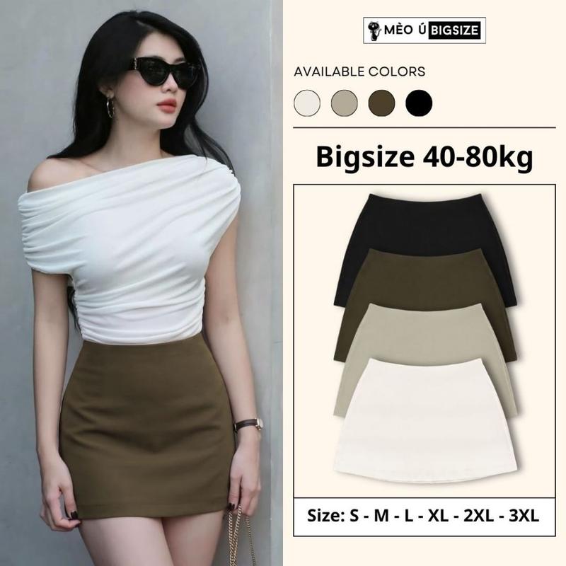 Chân váy kaki nữ BIGSIZE Mèo Ú váy ngắn chữ A cạp cao đứng form tôn dáng trẻ…