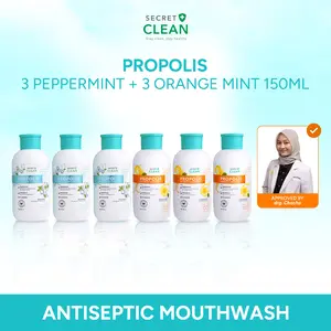 [FYC] Secret Clean Propolis Antiseptic Mouthwash isi 1/2/4/6Pcs 150ML -  Obat Kumur Antiseptik Membersihkan Gusi Karang Gigi Nafas Segar dan Menghilangkan Bau Mulut