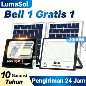 Beli 1 Gratis 1 LumaSol COD Lampu Tenaga Surya 2000W Super Terang, Lampu Panel Surya, Lampu Sorot LED  Super Terang, Lampu Jalan, Bebas Biaya Listrik Sepanjang Tahun, Kontrol Cahaya Cerdas