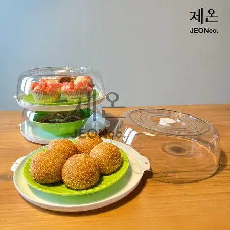 Tudung Saji Crystal Jeon 2 Susun - Tudung Saji Modern - Tudung Saji Kristal Susun 2 - Tempat Penyimpanan Makanan - Tudung Saji Bening Ungu Biru Putih Buah Sayur 3