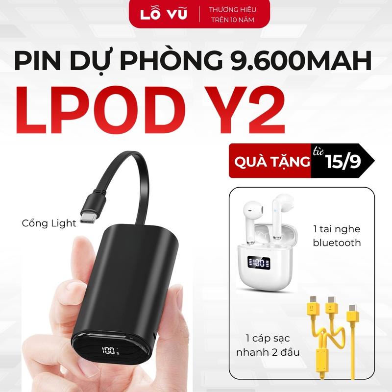 (Mua 1 tặng 2 UPDATE từ 15/9) LoVu Pin sạc dự phòng 9.600 mAh LPOD Y2, Sạc nhanh 18W, Báo pin, Sạc dự phòng mini - Lỗ Vũ 1